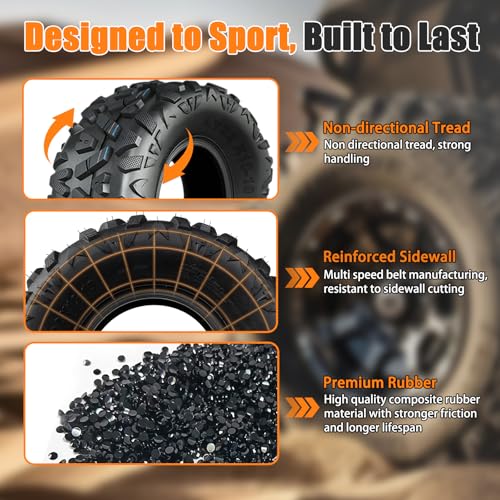 TRIPOWER Set of 4 All Terrain ATV Tires 23x7-10 Front & 22x10-10 Rear, 4PR Trail Sand Mud Off-Road Tire, Tubeless - size: 23x7-10 & 22x10-10