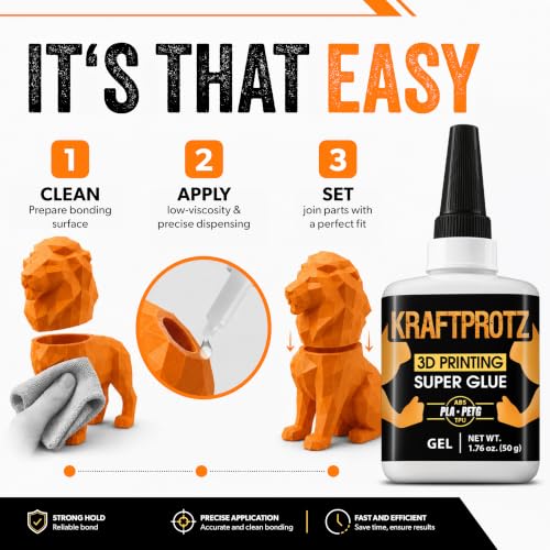 3D Printing Super Glue Gel 1.75 oz - PLA ABS PETG TPU Instant Adhesive