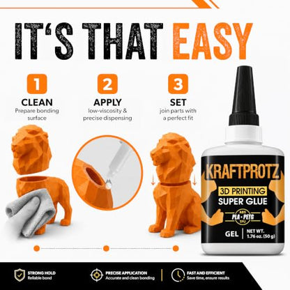 3D Printing Super Glue Gel 1.75 oz - PLA ABS PETG TPU Instant Adhesive