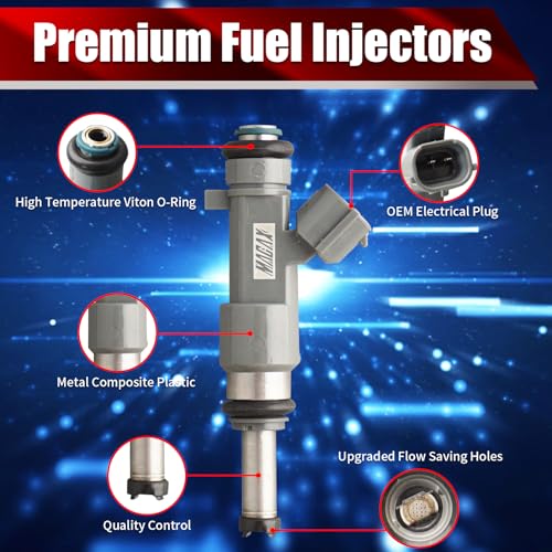 Set of 4 Fuel Injectors 16600-EA00A FJ744 Replacement - size: FJ744