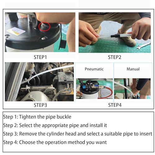 6.5L Oil Extractor - Pneumatic/Manual Vacumm Fluid Extractor Fluid Change Pump with Extended Oil Suction Hose and A Brake Bleeding Hose for Automotive Fluids Vacuum Evacuation