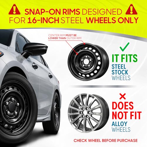 BDK Premium 16” Inch Rim Wheel Cover Hubcaps for Cars Trucks SUVs Vans - color: Black