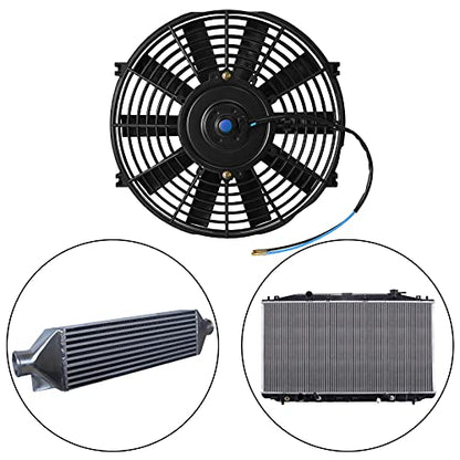 MuHize 10 Inch Radiator Cooling Fan 12V 80W Electric Fan Push/Pull (2 Pack) - size: 2Pcs-10 inch