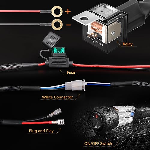 LED Light Bar Wiring Harness On Off Switch Relay 30A Fuse - style: 1 Lead