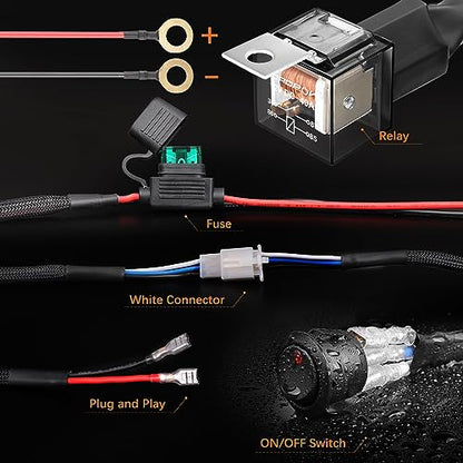 LED Light Bar Wiring Harness On Off Switch Relay 30A Fuse - style: 1 Lead