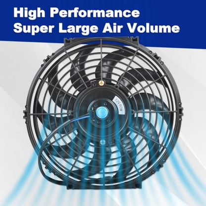 SSN 12" Black Electric Radiator Cooling Fan Assembly Kit - color: Black, size: 12" No Thermostat