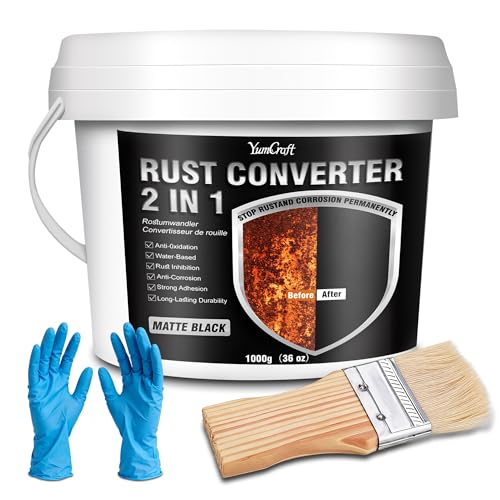 36oz 2-in-1 Rust Converter Paint & Metal Primer, Black Water-Based Rust Reformer, Ultra Rust Inhibitor & Heat Resistant Anti-Corrosion Coating for Automotive Chassis, Marine, Railings & Fences - color: 36oz