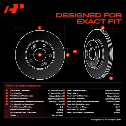 A-Premium Front Vented and Rear Solid Brake Rotors and Ceramic Pads Kit - style: Vented (F) & Solid (R)