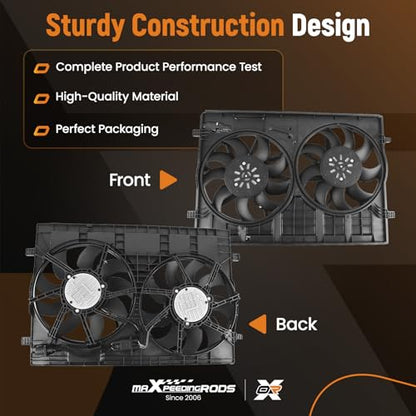 maXpeedingrods 4 Pins Dual Radiator Cooling Fan Assembly w/Shroud for Volkswagen Atlas 2018-2020, Atlas Cross Sport 2020, 3QG121207 3QF121207 3QF959455C 3QF959455B - size: 3QF959455B