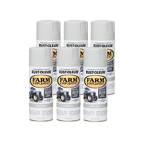 Rust-Oleum Farm & Implement Ford Gray Spray Paint - color: Ford Gray, size: 12 Ounce (Pack of 6)