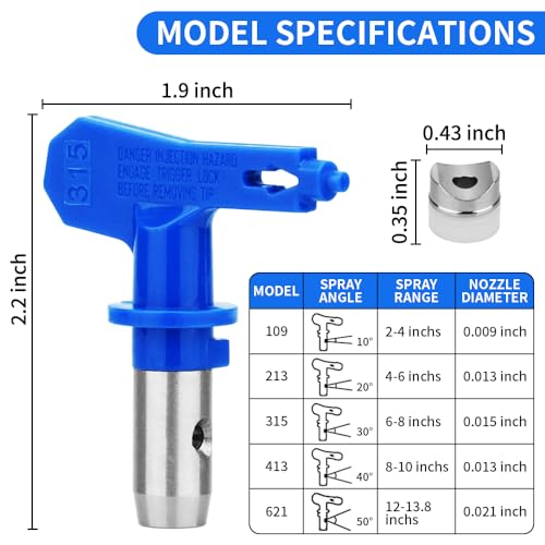 6Pcs Airless Paint Sprayer Tips,Spray Tips,Tip Guard and Storage Box (109,213,315,413,621) - style: 109,213,315,413,621