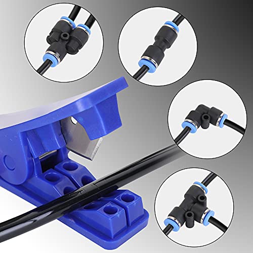 Hromee Air Line Tubing Kit, 5/32 Inch (3.97MM) OD x 32.8 Feet Polyurethane PU Tube and Push to Connect Fittings, 14 PCS Compressed Pipe and Accessories Kit - size: 5/32 inch