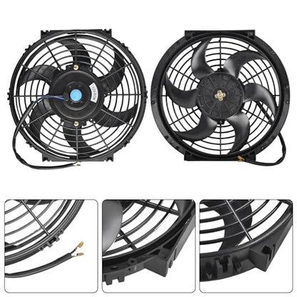 10" Slim Fan Push Pull Electric Radiator Cooling Fan, Black, 2 Packs - color: Black, size: 10'’(2 Pack)
