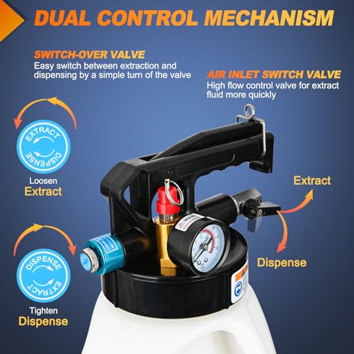 GOOACC Transmission Fluid Pump Kit 6L Automotive Pneumatic Oil Fluid Extractor ATF Refill Dispenser Transfer Pump with 15 ATF Filler Adapters 1.6 Gal 2 Ways Vacuum Fluid Evacuator Oil Change Tool Set - size: 6L