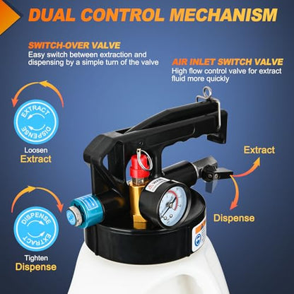 GOOACC Transmission Fluid Pump Kit 6L Automotive Pneumatic Oil Fluid Extractor ATF Refill Dispenser Transfer Pump with 15 ATF Filler Adapters 1.6 Gal 2 Ways Vacuum Fluid Evacuator Oil Change Tool Set - size: 6L
