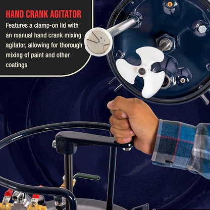 TCP Global 5 Gallon (20 Liter) Heavy Duty Steel Pressure Pot Paint Tank - size: 5 Gallon Hand Crank