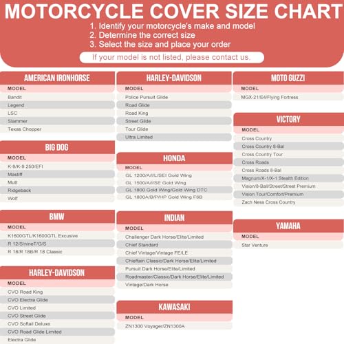 Motorcycle Cover Waterproof Outdoor,116" Durable 420D Oxford Cloth