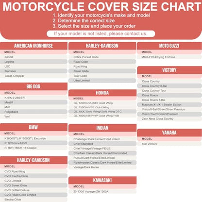 Motorcycle Cover Waterproof Outdoor,116" Durable 420D Oxford Cloth