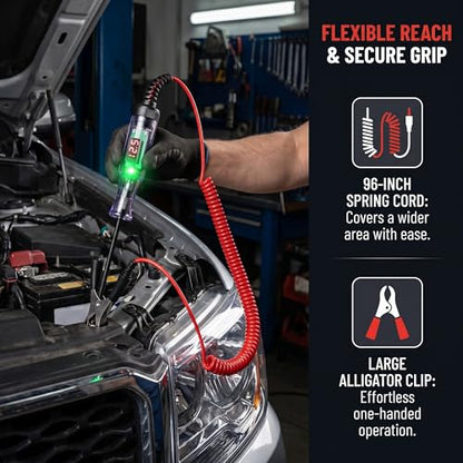 Automotive Circuit Tester with 3-120V LED Voltmeter, Car Test Light Dual Polarity Indicator & Long Probe, Fuse Checker RV Marine Tool - size: 3-120V