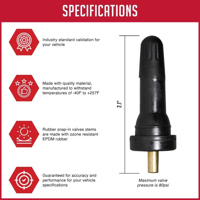 Wheel Accessories Parts PDQ TPMS 12 Pack Replacement Rubber Snap-in Valve Stem for Ford Hyundai Kia Equivalent to: Dill VS-20, OEM: 52948-L1100 - size: 12 PC - Black, style: Bronco Hyundai