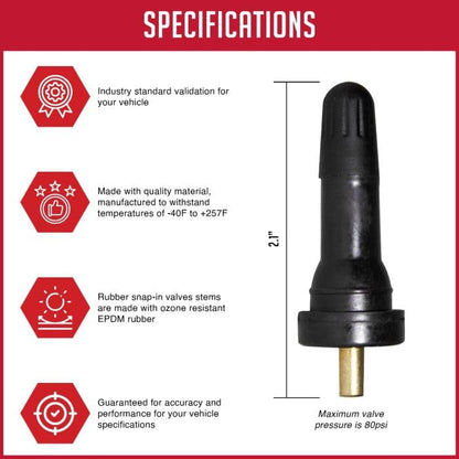 Wheel Accessories Parts PDQ TPMS 12 Pack Replacement Rubber Snap-in Valve Stem for Ford Hyundai Kia Equivalent to: Dill VS-20, OEM: 52948-L1100 - size: 12 PC - Black, style: Bronco Hyundai