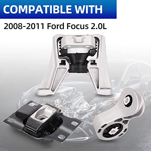 3PCS Engine Motor Mount Set Compatible with 2008-2011 Focus 2.0L - size: 2008-2011 Ford Focus 2.0L Auto