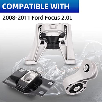 3PCS Engine Motor Mount Set Compatible with 2008-2011 Focus 2.0L - size: 2008-2011 Ford Focus 2.0L Auto