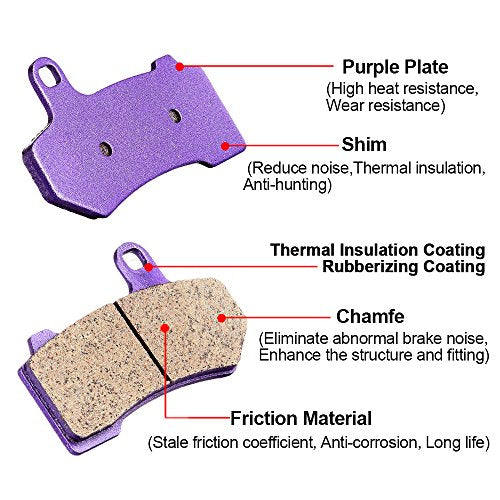 ECCPP Brake Pads for FLHTCU Ultra Classic Electra Glide 2008-2022 - color: Carbon Fiber Material