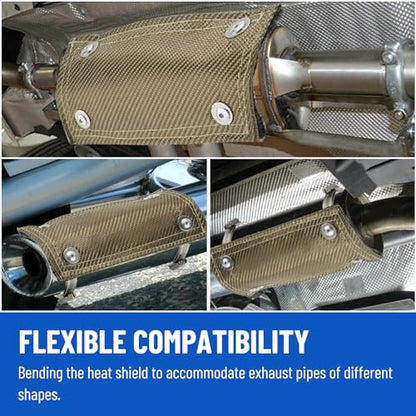 Titanium Pipe Shield, 4" x 8" Exhaust Heat Shield with Gloves - size: 4" x 8"