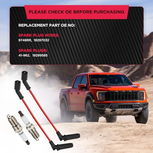BDFHYK 41-962 Spark Plugs & 9748RR 48322 Spark Plug Wires, High performance Spark Plug Wire Set Compatible With Buick Compatible With Cadillac
