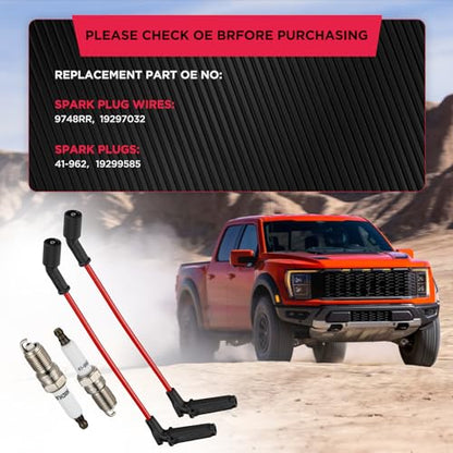 BDFHYK 41-962 Spark Plugs & 9748RR 48322 Spark Plug Wires, High performance Spark Plug Wire Set Compatible With Buick Compatible With Cadillac