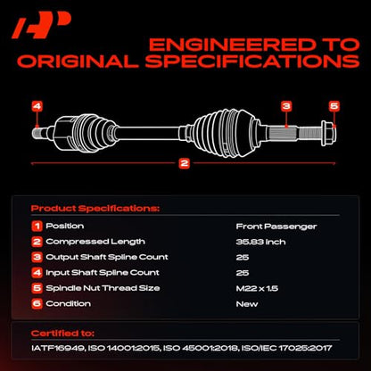 A-Premium Front Right Passenger Side CV Axle Shaft Assembly - style: Front Passenger Side