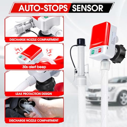 Fuel Transfer Pump, 3.4 GPM with 30s Alert Beep & Auto-Stop