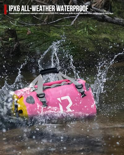 IRON JIA'S Motorcycle Dry Bag, Waterproof Duffel Bag with Roll-Top Closure - color: Pink, size: 30L