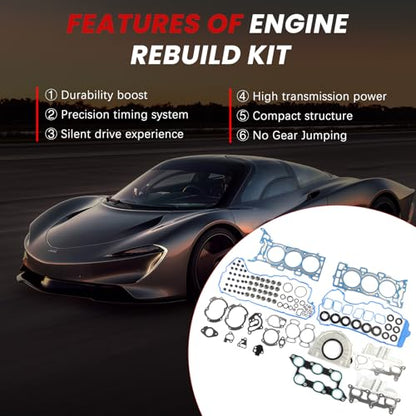 Full Gasket Set 3.6L Fit for 2009-2016 Enclave Traverse Acadia for 2009-2010 Outlook Car Engine Part Replace HS26376PT-5 12637710 with Oil Seal