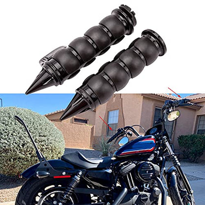Pair of 1" Dual Black Motorcycle Bar End Hand Grips Handlebar Compatible with Cruisers Harley Yamaha Suzuki - color: Black#3