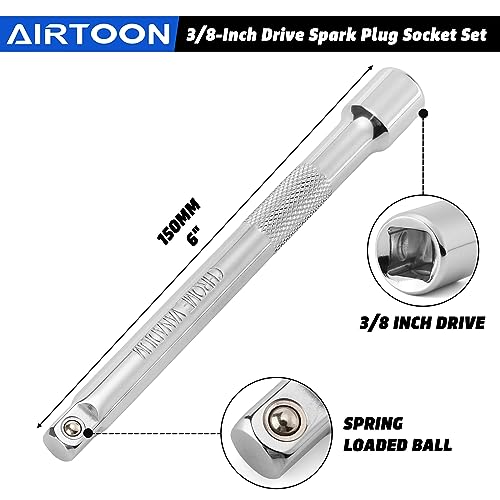 8-Piece 3/8 Inch Drive Spark Plug Socket Set with Spark Plug Gapper, Universal Joint and Extension Bar, SAE & Metric, 5/8-inch, 3/4-inch, 13/16-inch, 14mm, 18mm, CR-V Steel Sockets with Rubber - size: 8-Piece Spark Plug Socket Set with Accessory