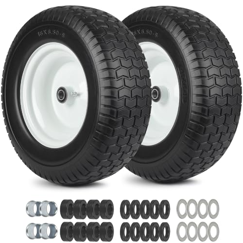 GICOOL 16x6.50-8 Flat Free Tire and Wheel Assembly for Riding Lawn Mower - color: Turf-Pattern Tread, size: 16x6.50-8 Flat-Free Tire