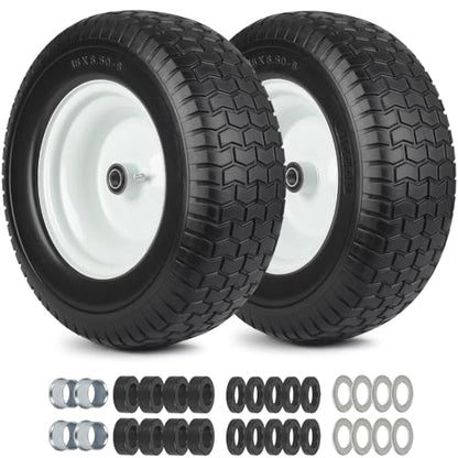 GICOOL 16x6.50-8 Flat Free Tire and Wheel Assembly for Riding Lawn Mower - color: Turf-Pattern Tread, size: 16x6.50-8 Flat-Free Tire