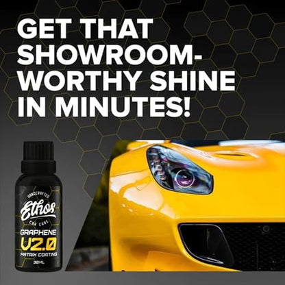 Ethos Handcrafted Car Care Graphene Matrix Coating with Applicator - Graphene Ceramic Coating | 5+ Years of Protection | Incredible Hydrophobic - Revolutionary Graphene Nanotechnology - color: V2.0 - 50ml