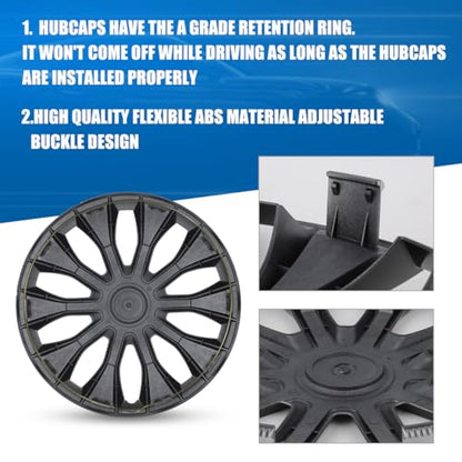 Winjet 16 inch Universal Hubcaps for Steel Wheel Rims Cover,Snap On Car Truck SUV Wheel Rim Covers,Steel ABS+PC Material Set of 4(16 inch,Silver Lacquer & Black Lacquer) - color: Silver Lacquer & Black Lacquer (5086-DP-16), size: 16 inch