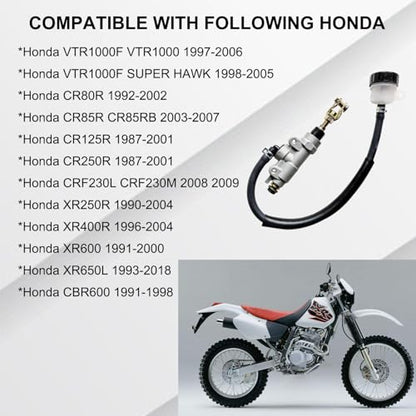 Rear Brake Master Cylinder Direct Replacement Compatible with Honda CR 80R 85R 125R 250R CRF230 XR 250R 400R 600 650L CBR600 VTR1000F OEM # 43500-MN1-681