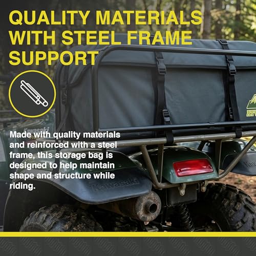 ATV Tek Black Expedition Cargo Bag, Water Resistant ATV Storage Bag with Steel Frame, Insulated Lid and Zipper-Free Access, Durable ATV Rack Bag for Hunting, Fishing, Trail Gear and Utility Storage