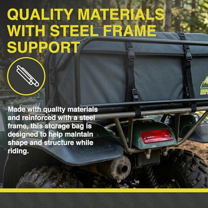 ATV Tek Black Expedition Cargo Bag, Water Resistant ATV Storage Bag with Steel Frame, Insulated Lid and Zipper-Free Access, Durable ATV Rack Bag for Hunting, Fishing, Trail Gear and Utility Storage