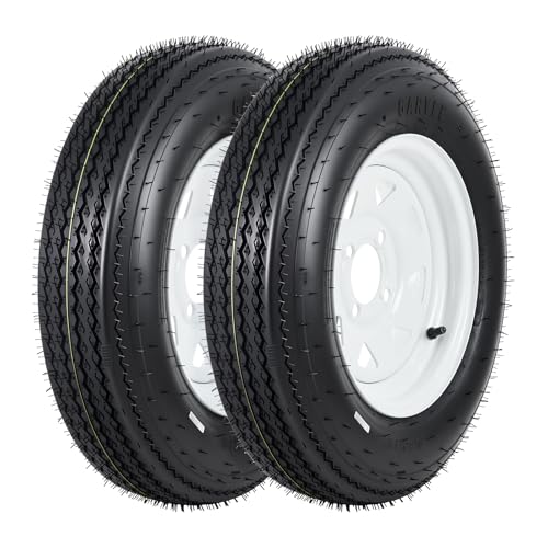GarveeTech 5.30-12 Trailer Tire and Wheel Assembly, 4 Lug, Set of 2 - size: 5.30-12, style: 4 Lug