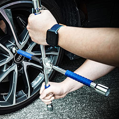 CARTMAN 16 Inch Heavy Duty Non-Slip 4-Way Universal Cross Lug Wrench - size: 16" Blue (Pack of 1)