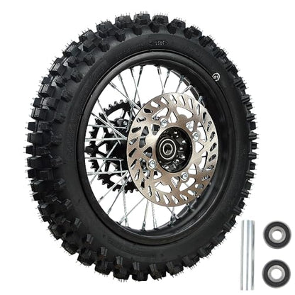 Rim tube tire 80/100-12 3.00-12 12-15MM Dirt Pit Bike Trail axle 12"Complete rear wheel For small Wheel Rim Tire Fits 125-160cc TTR SSR Mini Motorcycle