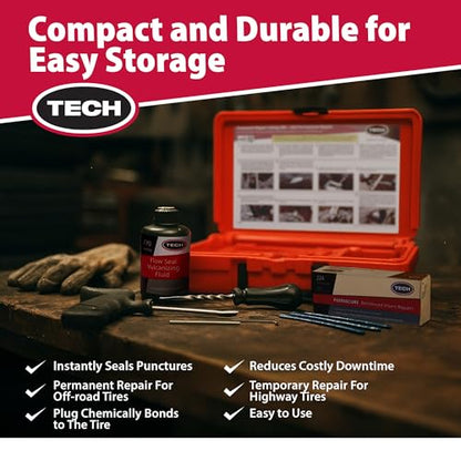TECH Permacure Truck Tire Plug Kit, Heavy Duty Tire Repair Plugs, 40 Ct Kit