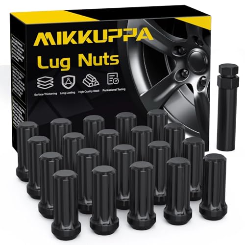MIKKUPPA 9/16-18 Wheel Lug Nuts, Black 20PCS 7 Splined Tire Nuts 3/4" Hex - color: Black, size: 9/16"-18, style: 20 PCS - Spline Tuner