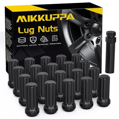 MIKKUPPA 9/16-18 Wheel Lug Nuts, Black 20PCS 7 Splined Tire Nuts 3/4" Hex - color: Black, size: 9/16"-18, style: 20 PCS - Spline Tuner